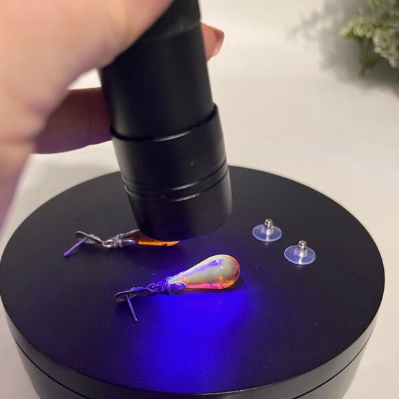 Sterling Silver Large Cognac Teardrop Baltic Amber Pierced Detailed Top Earrings - Picture 5 of 7